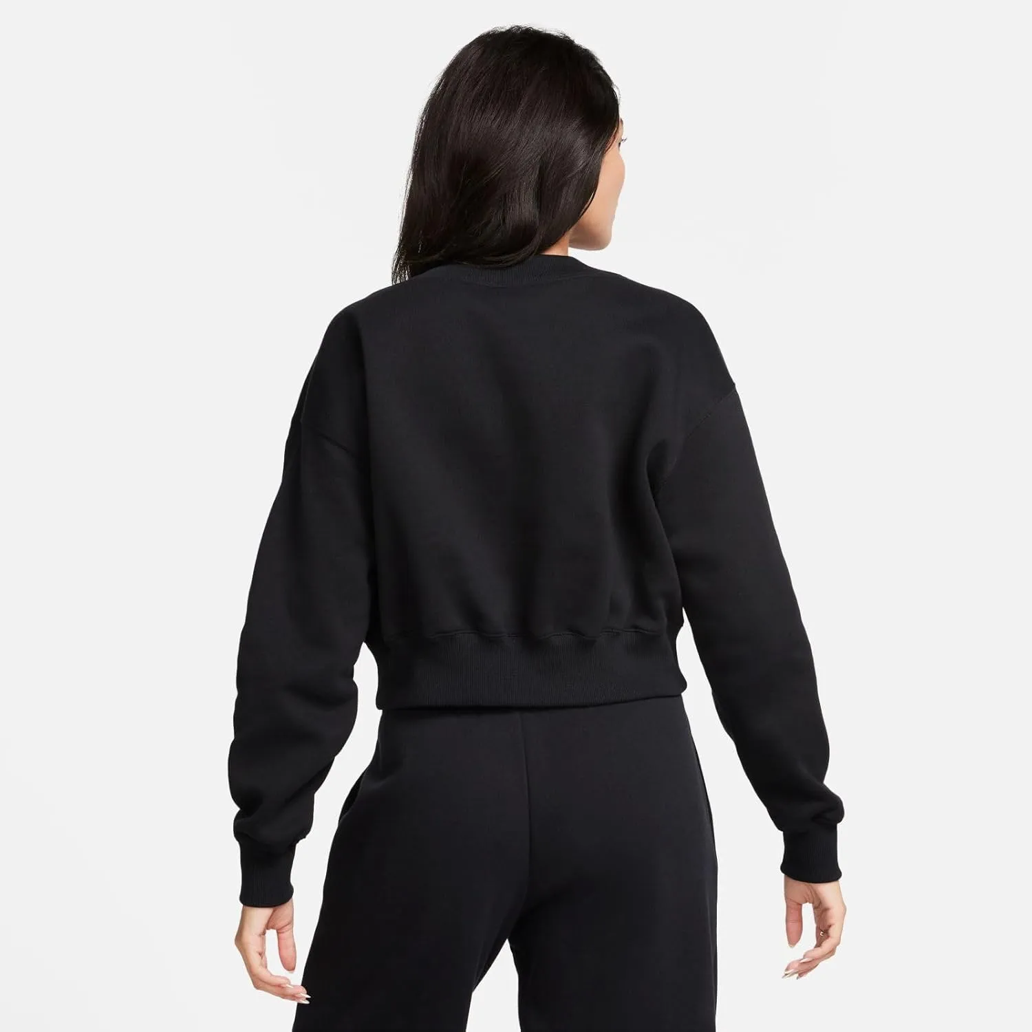 Nike Sportswear Phoenix Fleece Women's Cropped V-Neck Top (FN3651-010) (FN3651-010, Black/SAIL)