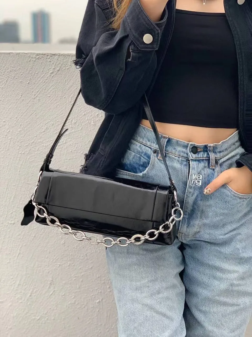 Noir Edge — Statement Leather Shoulder Bag