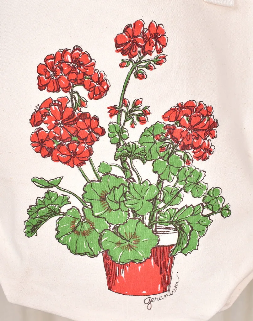 NOS 1980s Vintage Geranium Tote Bag