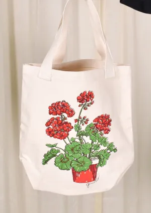 NOS 1980s Vintage Geranium Tote Bag