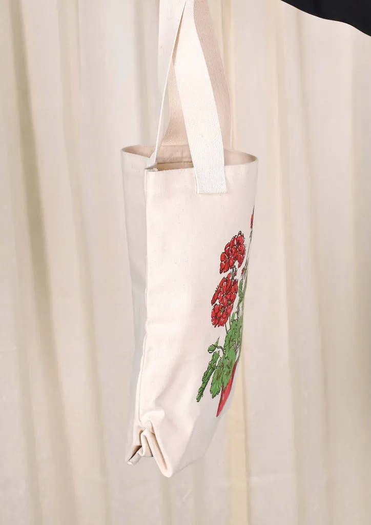 NOS 1980s Vintage Geranium Tote Bag