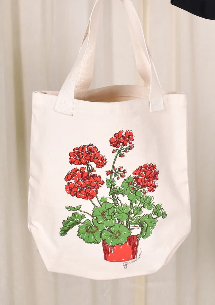 NOS 1980s Vintage Geranium Tote Bag