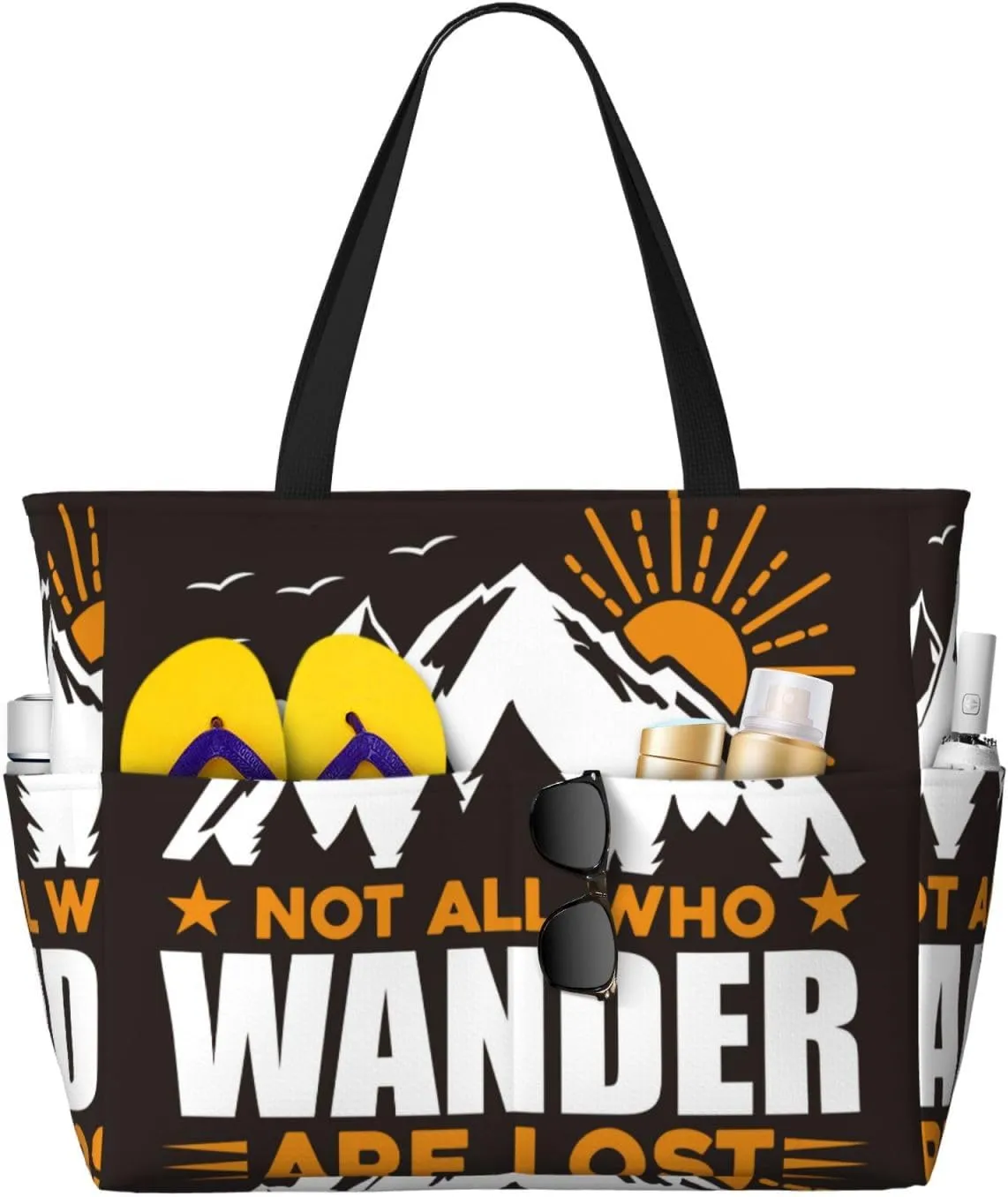 Not All Who Wander Are Lost4 Large Beach Tote Bag for Women Extra Large Capacity Waterproof Sandproof Pool Bag Suitable for Swimming Pool Gym Travel