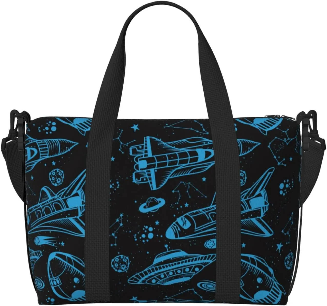 Novastar Laptop Tote Bag for Women Work - Spacecraft Overnight Weekender Bags for Women Travel, Gym Bag for Women Men, Personal Item Crossbody Travel Bags for Women Men Carry On