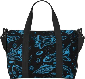 Novastar Laptop Tote Bag for Women Work - Spacecraft Overnight Weekender Bags for Women Travel, Gym Bag for Women Men, Personal Item Crossbody Travel Bags for Women Men Carry On