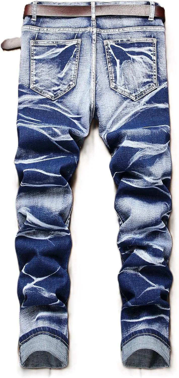 NOVOCCT Men’s Skinny Stretch Jeans, Slim Fit Distressed Ripped Pants Fashion Skinny Jeans for Men