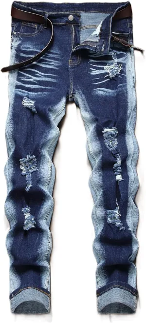 NOVOCCT Men’s Skinny Stretch Jeans, Slim Fit Distressed Ripped Pants Fashion Skinny Jeans for Men