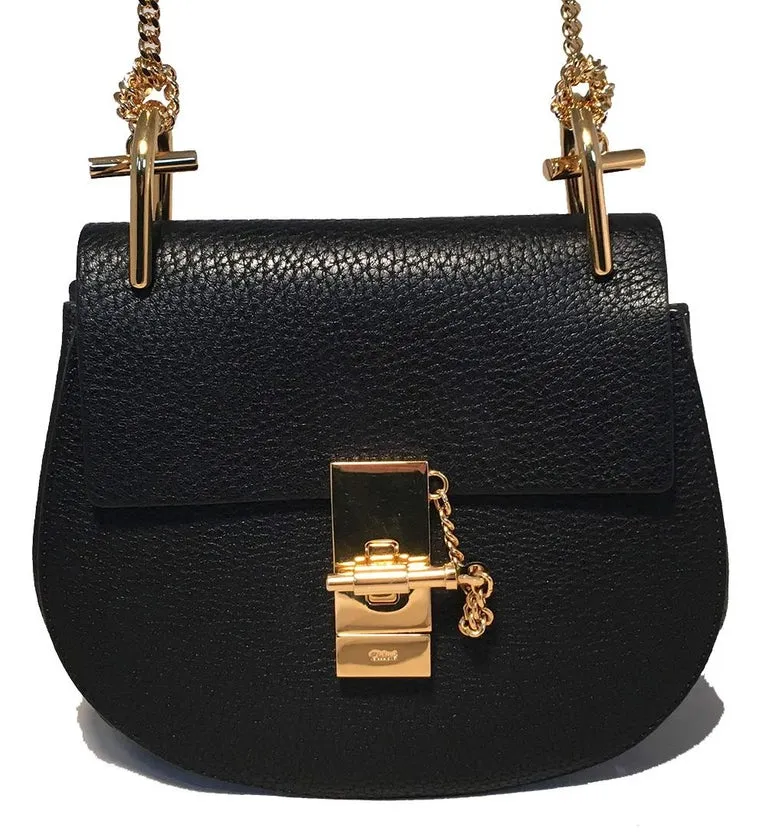 NWOT Chloe Mini Drew Black Leather Saddle Bag