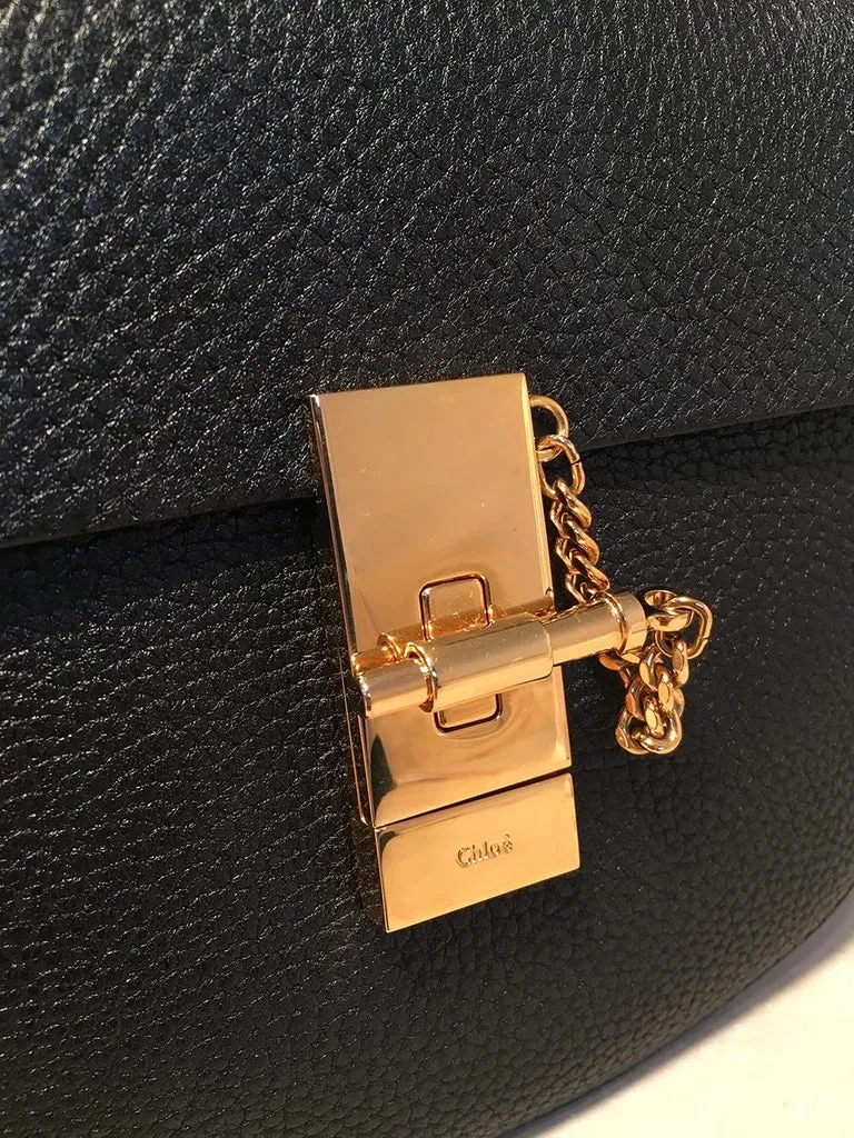 NWOT Chloe Mini Drew Black Leather Saddle Bag