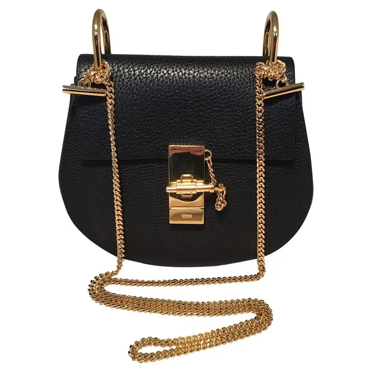 NWOT Chloe Mini Drew Black Leather Saddle Bag