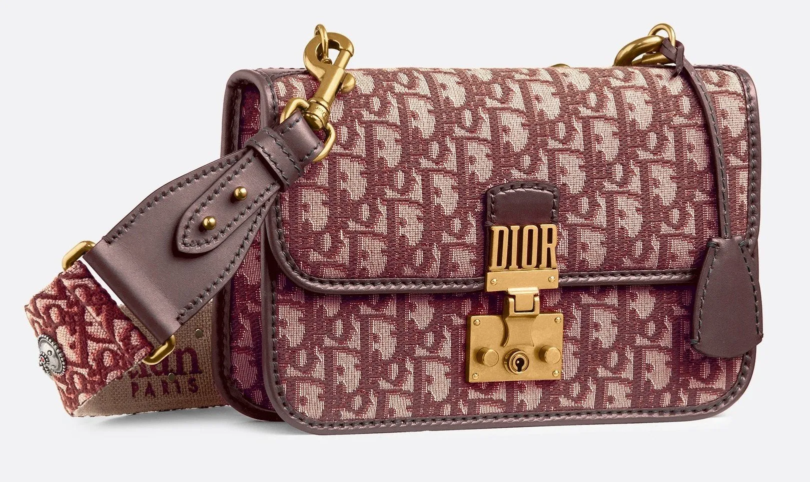 Oblique Small Flap Bag - Burgundy Red