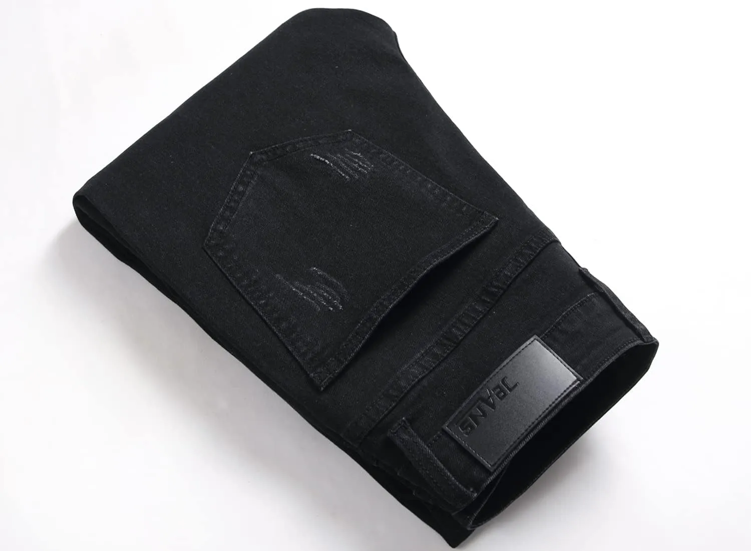 OIIIO Men's Patch Ripped Stretch Regular Fit Jean