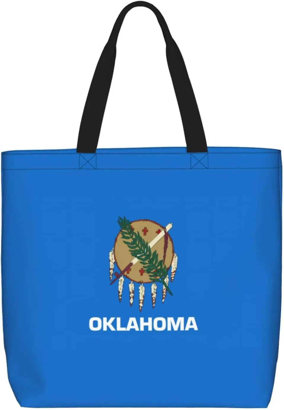 Oklahoma State Flag print Large capacity zipper shoulder convenience bag tote bag Gift travel shopping bag