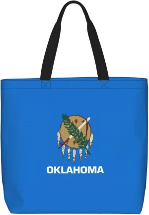 Oklahoma State Flag print Large capacity zipper shoulder convenience bag tote bag Gift travel shopping bag