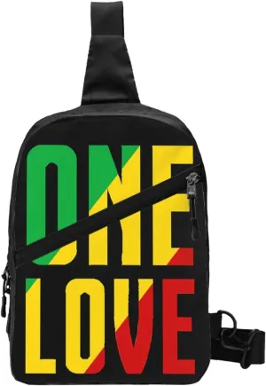 One Loves Jamaican Rasta Reggae Portable Sling Bags Packable Crossbody Bag Foldable Sport Daypack Reusable Shoulder Backpack Diagonally Chest Bag for Workout Travel