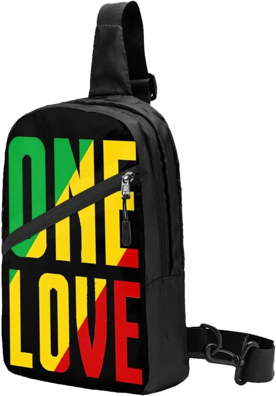 One Loves Jamaican Rasta Reggae Portable Sling Bags Packable Crossbody Bag Foldable Sport Daypack Reusable Shoulder Backpack Diagonally Chest Bag for Workout Travel