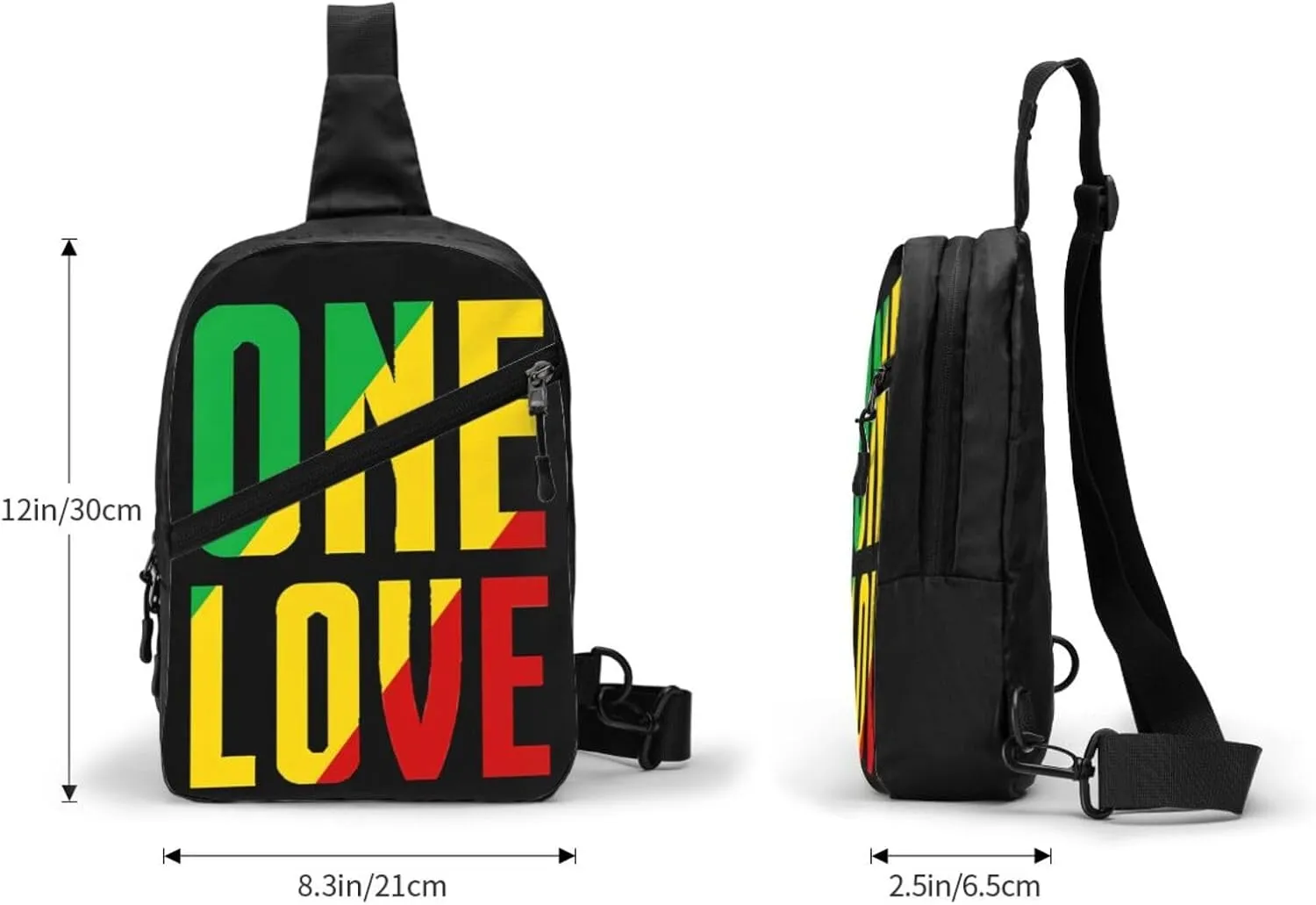 One Loves Jamaican Rasta Reggae Portable Sling Bags Packable Crossbody Bag Foldable Sport Daypack Reusable Shoulder Backpack Diagonally Chest Bag for Workout Travel