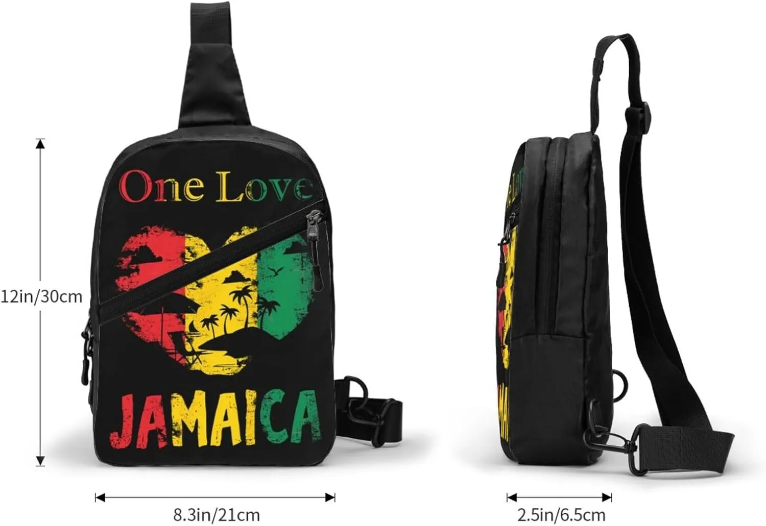One Loves Jamaican Rasta Reggae Seaside Vacation Portable Sling Bags Packable Crossbody Bag Foldable Sport Daypack Reusable Shoulder Backpack Diagonally Chest Bag for Workout Travel