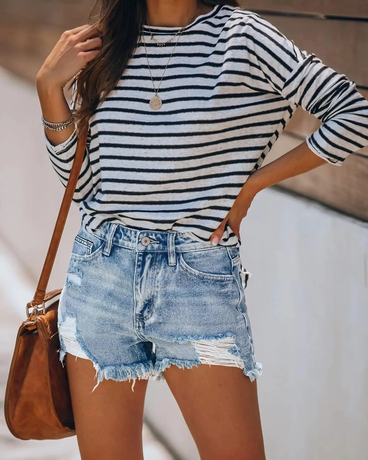 onlypuff Women's Denim Jean Short Ripped High Waist Cut Off