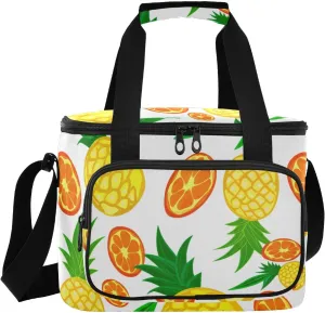 Orange Leaves White Insulated Cooler Bag for Women Men Leakproof 24 Can Camping Car Cooler for Work Office Picnic