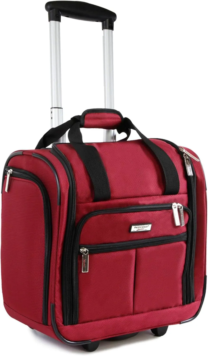 Pacific Coast Signature Underseat 15.5" Rolling Tote Carry-on, Crimson