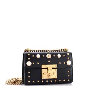 Pearly Padlock Shoulder Bag Studded Leather Small