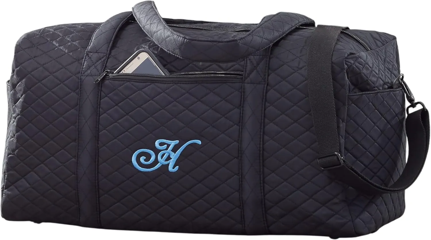 Personalization Universe Embroidered Initial Quilted Duffel Bag