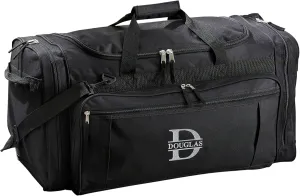 Personalization Universe Lavish Last Name Embroidered Duffel Bag - Black