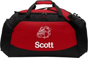 Personalized Bulldog Duffel Bag, Pet Travel Tote, Dog Lover Gift, Large Custom Bag Monogrammed Name, Red