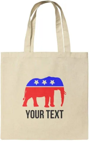 Personalized Custom 1 Line Republican Elephant Political Grocery Travel Reusable Tote Bag