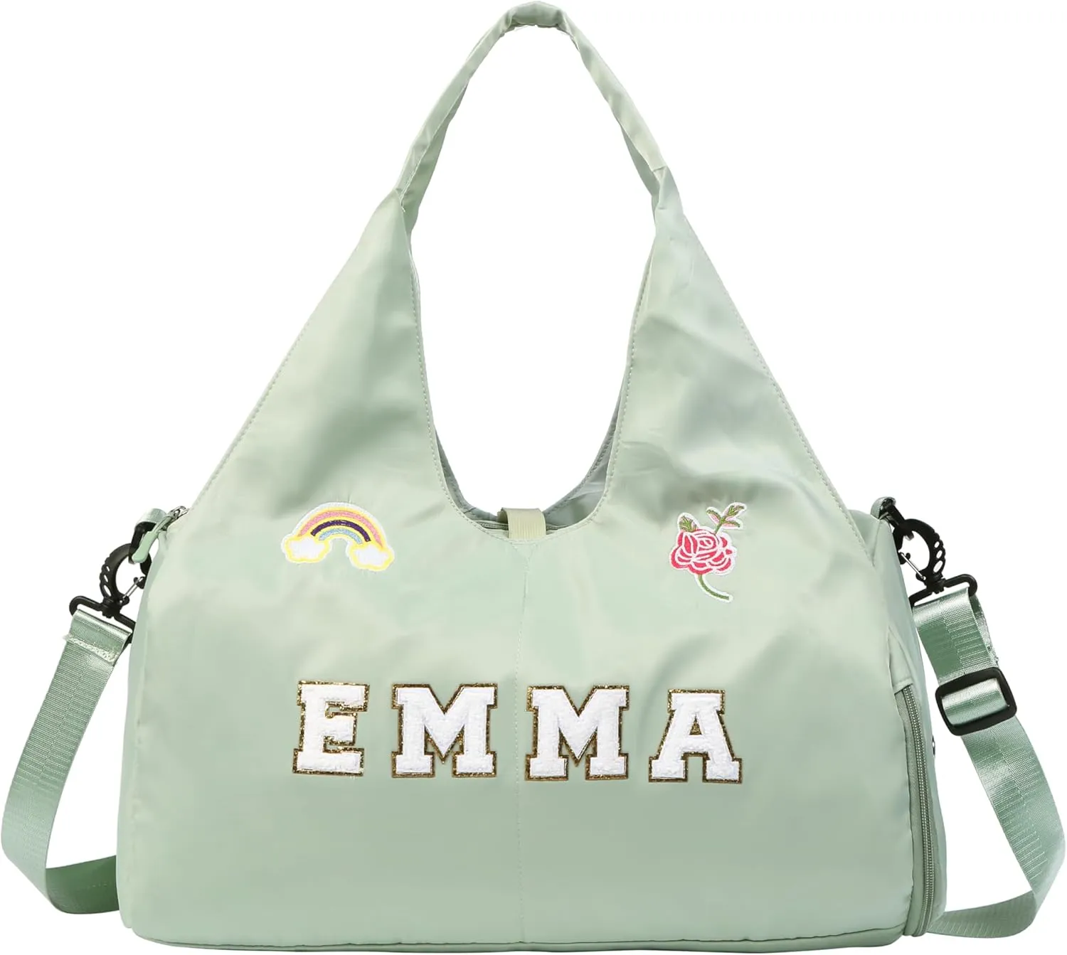 Personalized Duffel Bag with Name – Custom Travel Gym Bag for Women & Men – Waterproof Oxford Weekender Bag – Carry-On Overnight Bag for Sports, Gifts, Travel, Groomsmen (Green)