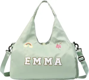 Personalized Duffel Bag with Name – Custom Travel Gym Bag for Women & Men – Waterproof Oxford Weekender Bag – Carry-On Overnight Bag for Sports, Gifts, Travel, Groomsmen (Green)
