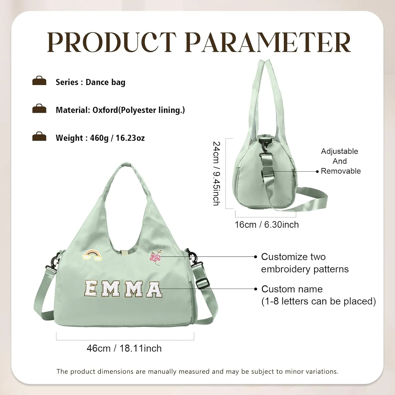 Personalized Duffel Bag with Name – Custom Travel Gym Bag for Women & Men – Waterproof Oxford Weekender Bag – Carry-On Overnight Bag for Sports, Gifts, Travel, Groomsmen (Green)