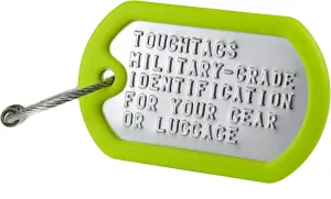 Personalized Luggage Tag - Stainless Steel Embossed tag with Your Custom Text (Green)