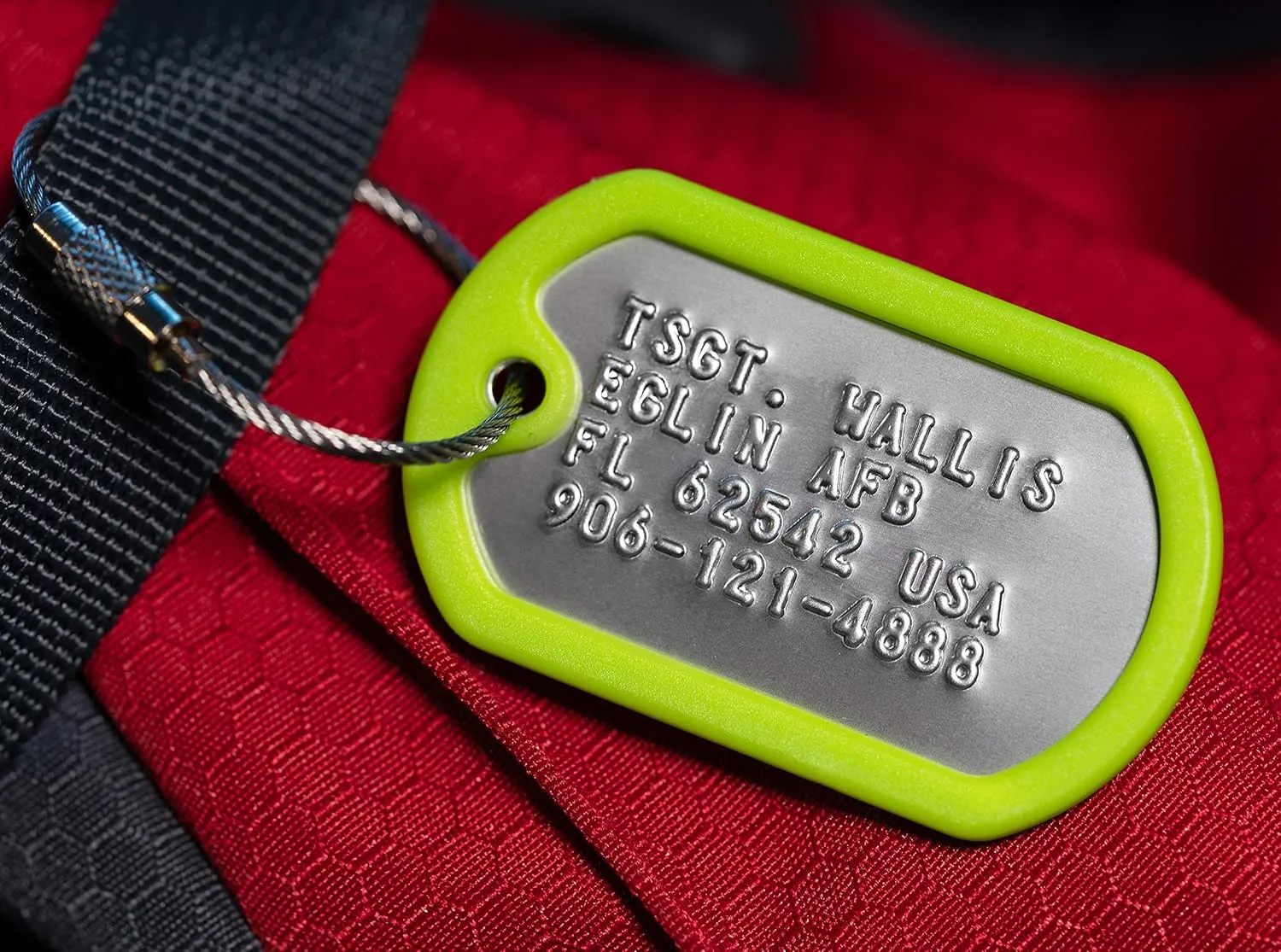 Personalized Luggage Tag - Stainless Steel Embossed tag with Your Custom Text (Green)