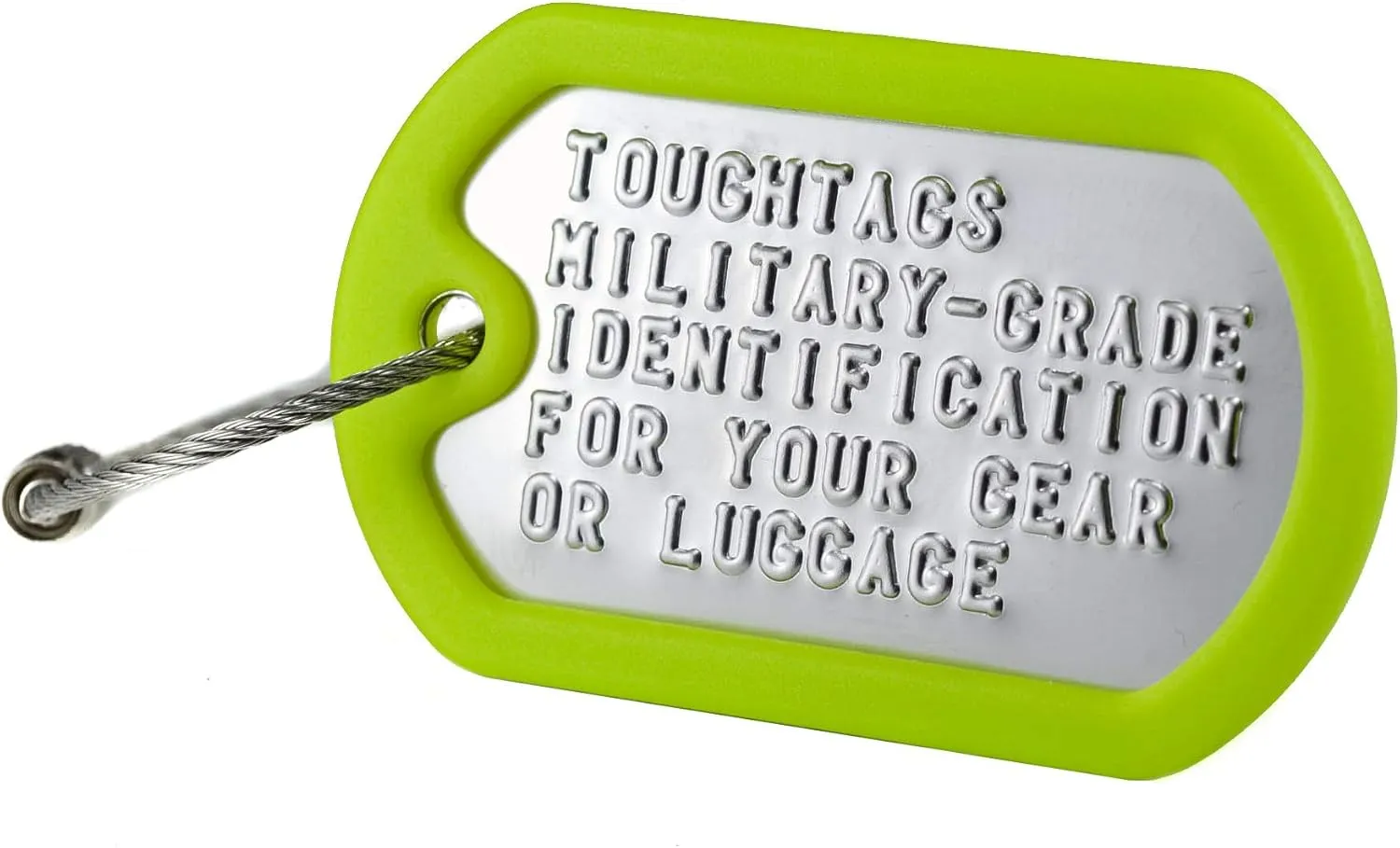 Personalized Luggage Tag - Stainless Steel Embossed tag with Your Custom Text (Green)