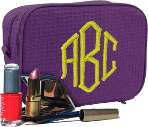 Personalized Makeup Bag - Bridesmaid Make Up Cosmetic Case - Monogrammed and Embroidered (Purple)