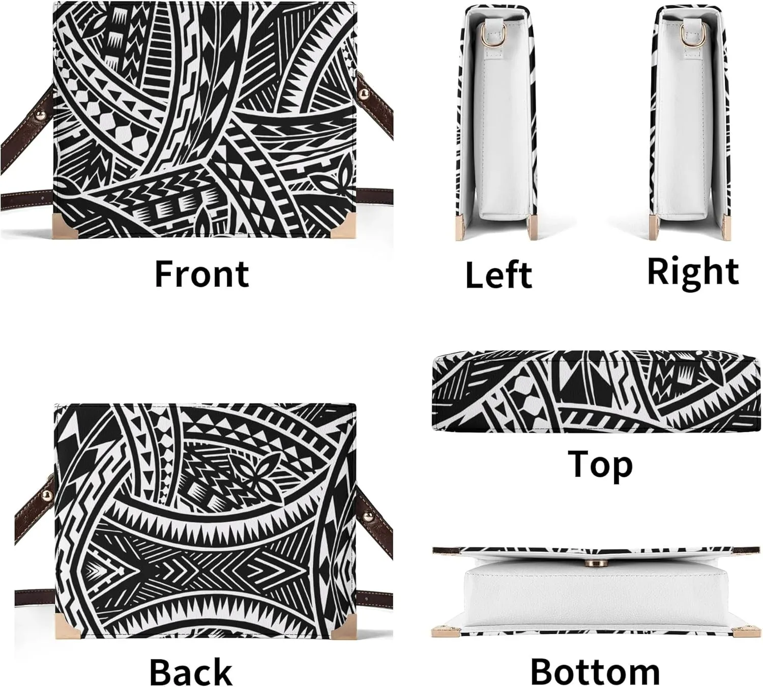 Personalized Student Square Book Crossbody Bag Polynesian Vintage Print Samoan Tribal Women'S Crossbody Bag
