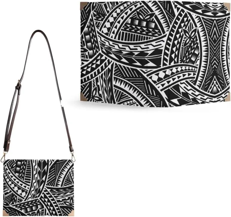 Personalized Student Square Book Crossbody Bag Polynesian Vintage Print Samoan Tribal Women'S Crossbody Bag