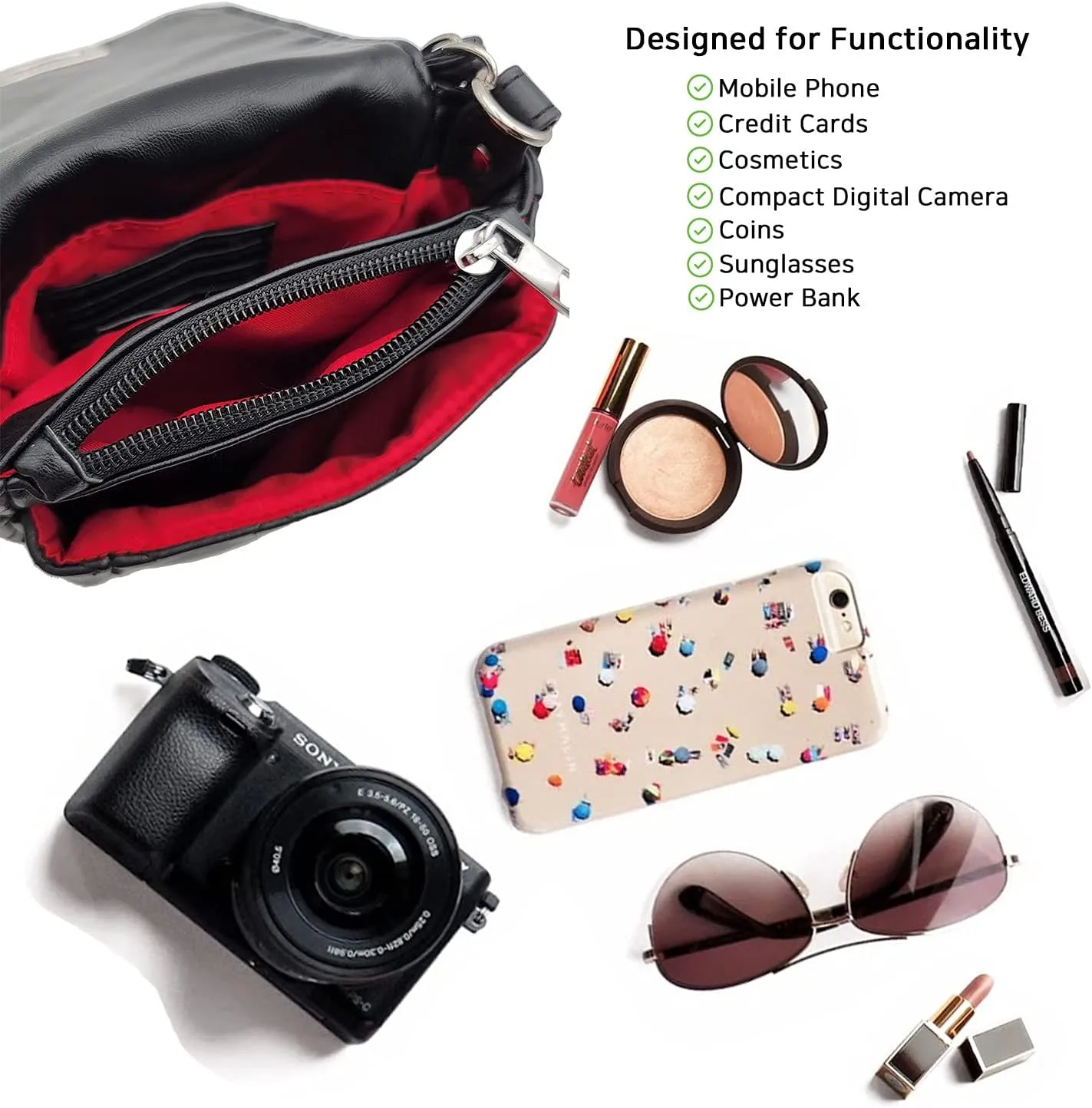 Phone Crossbody Bags for Women Small Vegan Leather Mini Shoulder Wallet Card Quilted Purse