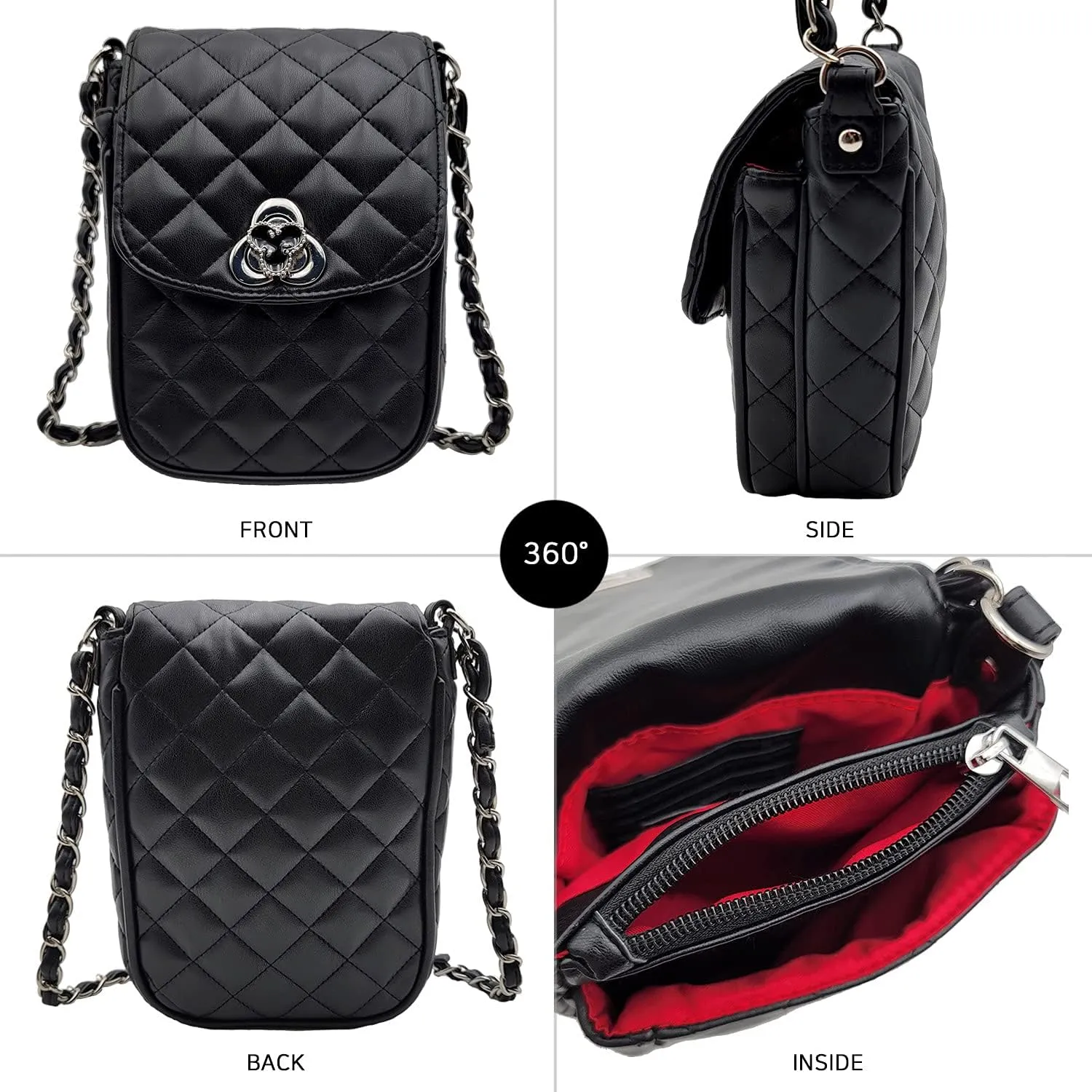 Phone Crossbody Bags for Women Small Vegan Leather Mini Shoulder Wallet Card Quilted Purse