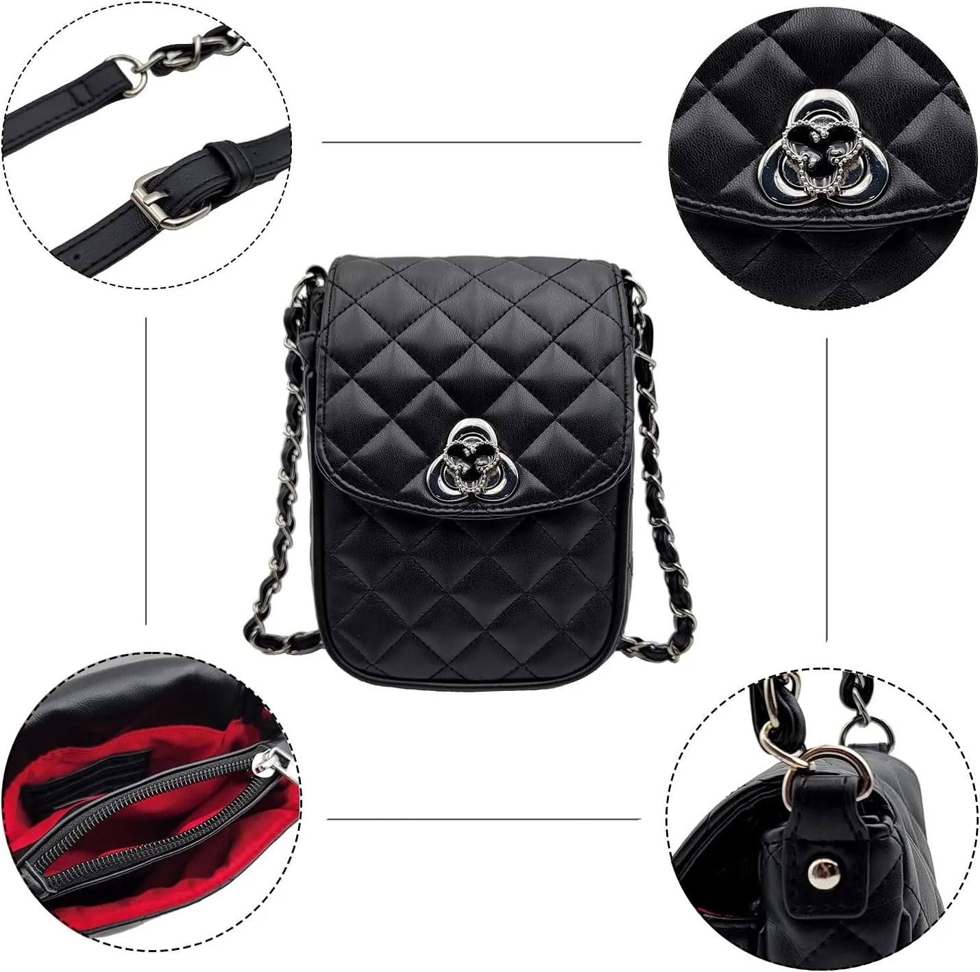Phone Crossbody Bags for Women Small Vegan Leather Mini Shoulder Wallet Card Quilted Purse