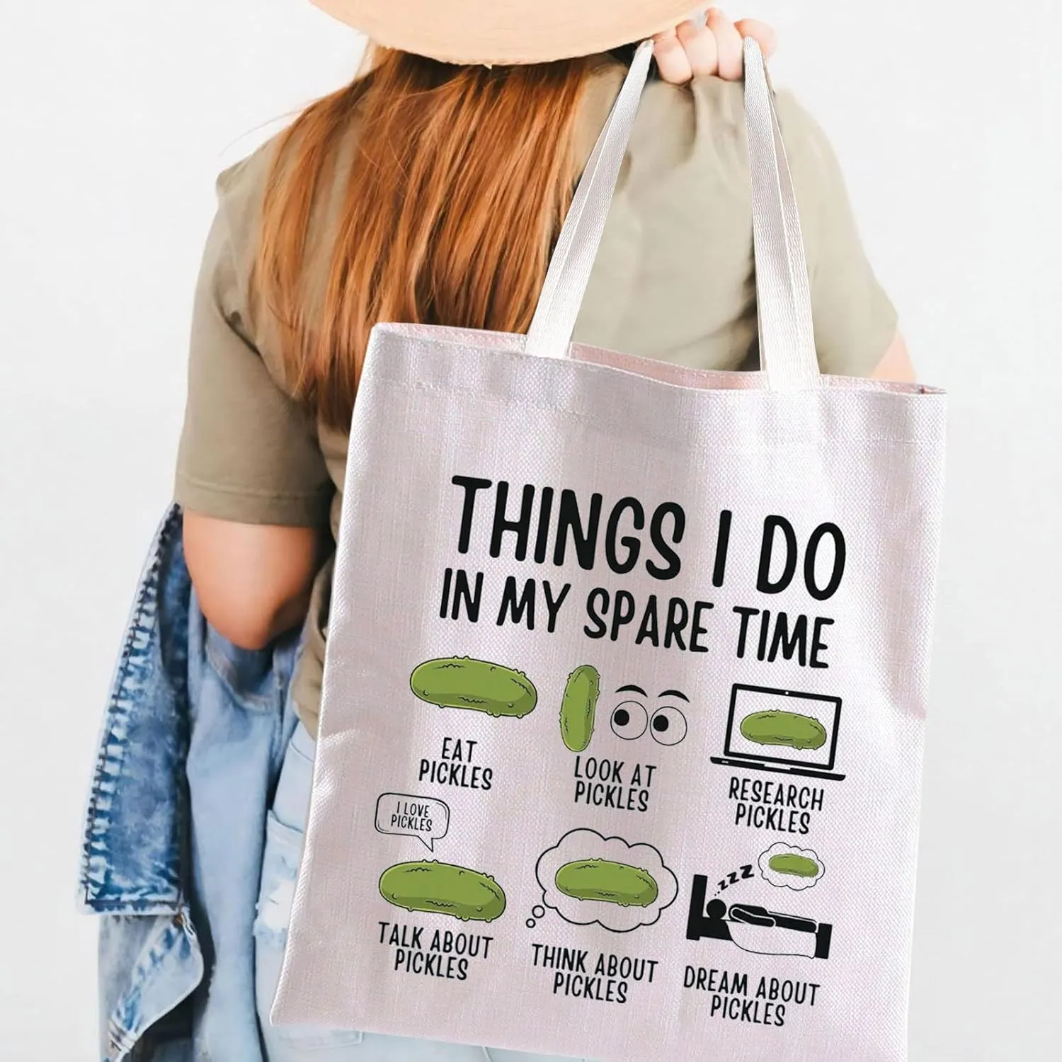 Pickle Tote Bag Pickle Gift Funny Pickle Shopping Bag Pickled Cucumber Gift Pickle Lover Gift Cucumber Lover Handbag