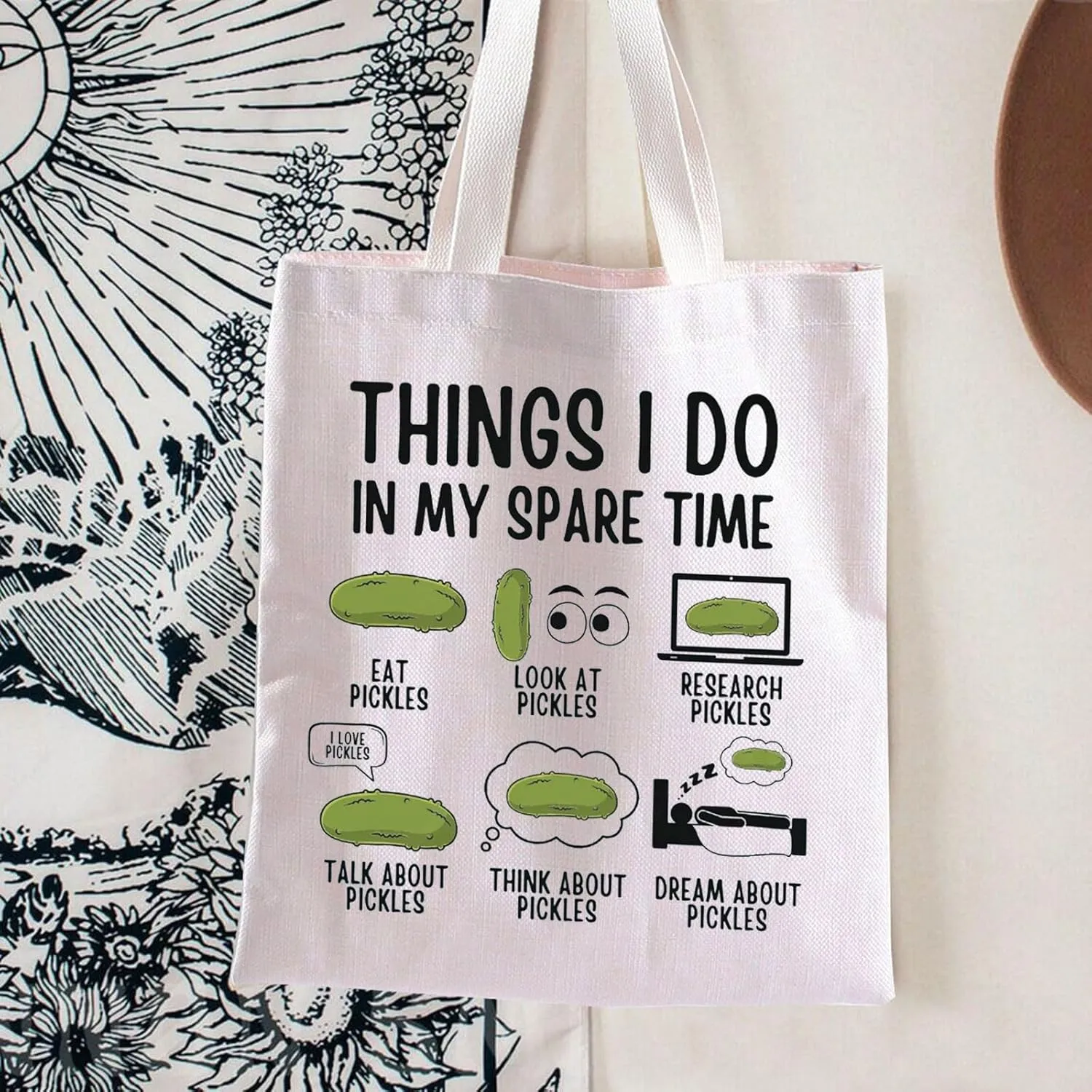 Pickle Tote Bag Pickle Gift Funny Pickle Shopping Bag Pickled Cucumber Gift Pickle Lover Gift Cucumber Lover Handbag