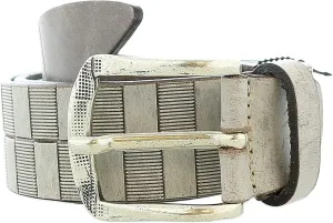 Pierre Cardin Distressed Beige Textured Classic Silver D-Ring Adjustable Belt Adjustable Mens Belt-34 for Mens