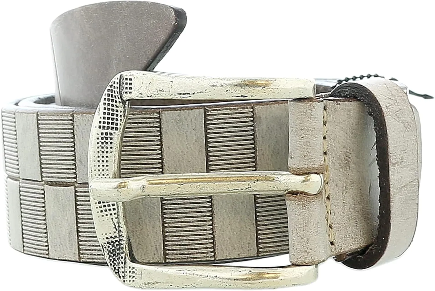 Pierre Cardin Distressed Beige Textured Classic Silver D-Ring Adjustable Belt Adjustable Mens Belt-34 for Mens