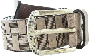 Pierre Cardin Distressed Brown Textured Classic Silver D-Ring Adjustable Belt Adjustable Mens Belt-34 for Mens