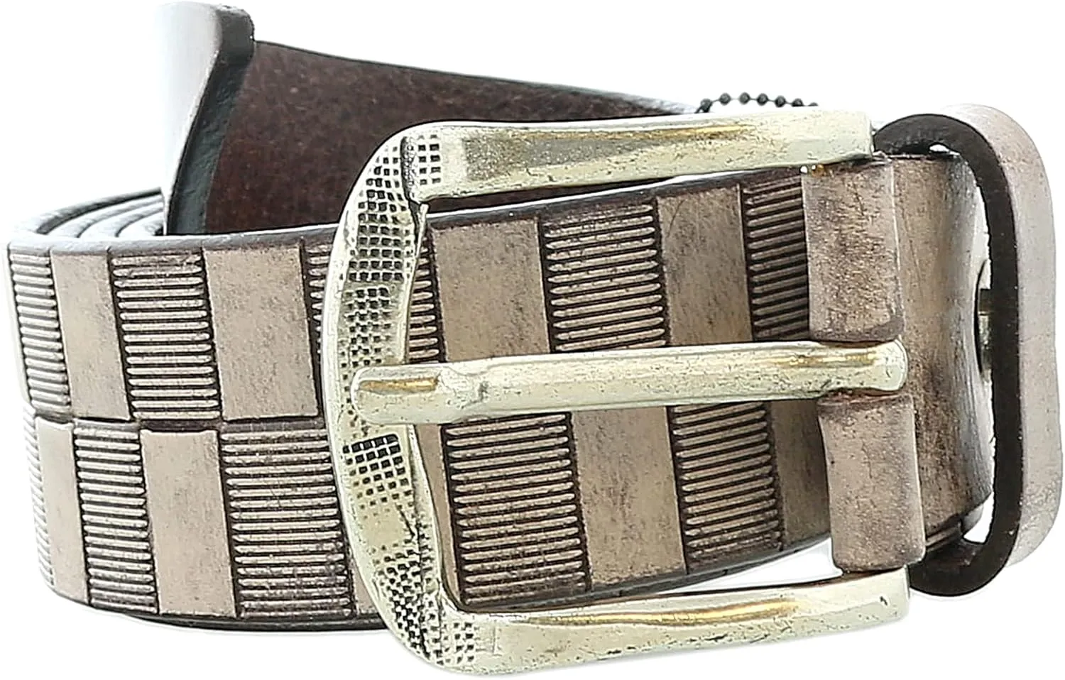 Pierre Cardin Distressed Brown Textured Classic Silver D-Ring Adjustable Belt Adjustable Mens Belt-34 for Mens