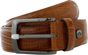 Pierre Cardin Light Brown Lizzard Embossed Classic Adjustable Buckle Adjustable Belt Adjustable Mens Belt-40 for Mens