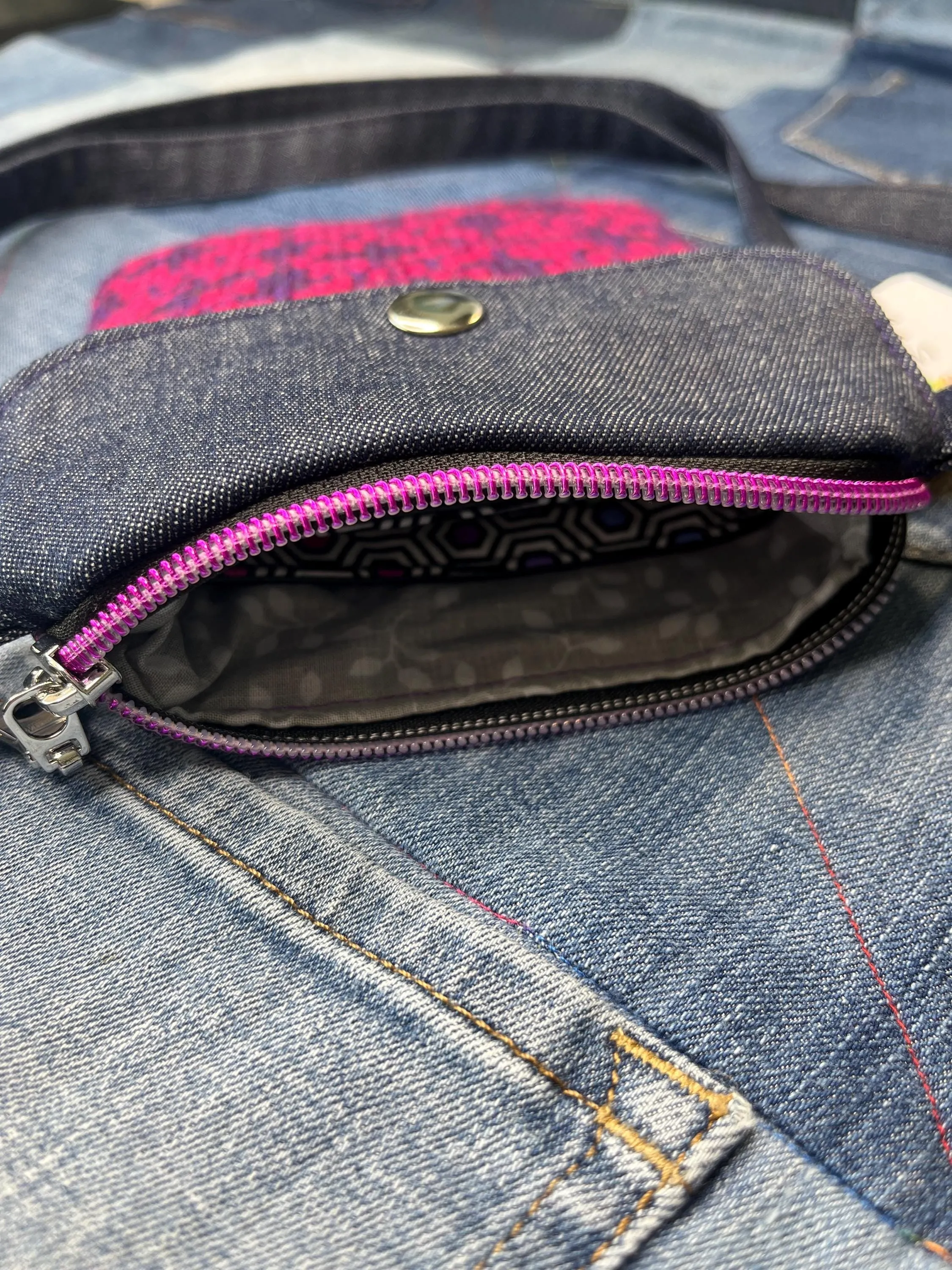 Pink & Purple Shetland Wool Denim Mini Crossbody Bag